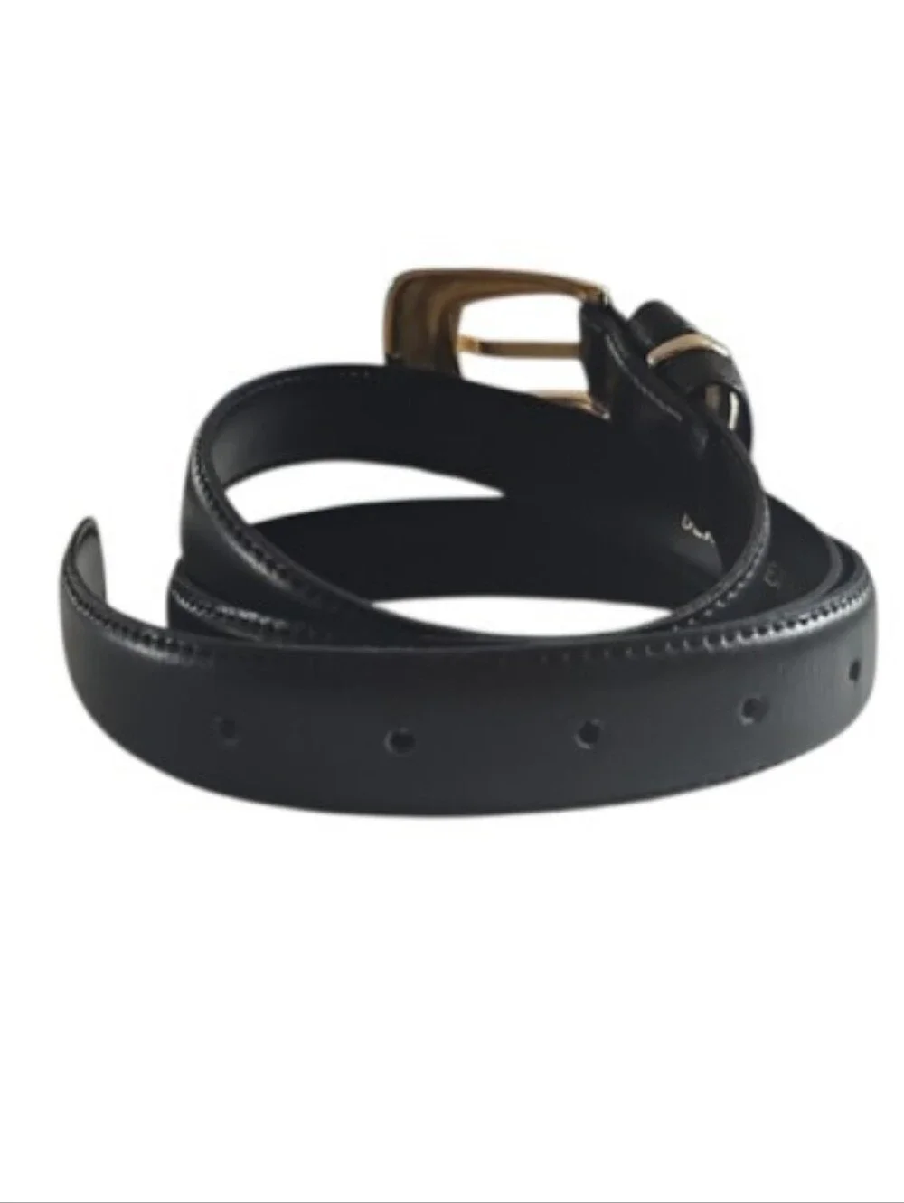 Italian Leather Belt Women’s L Black Gold Buckle Made in Italy Quiet Luxury